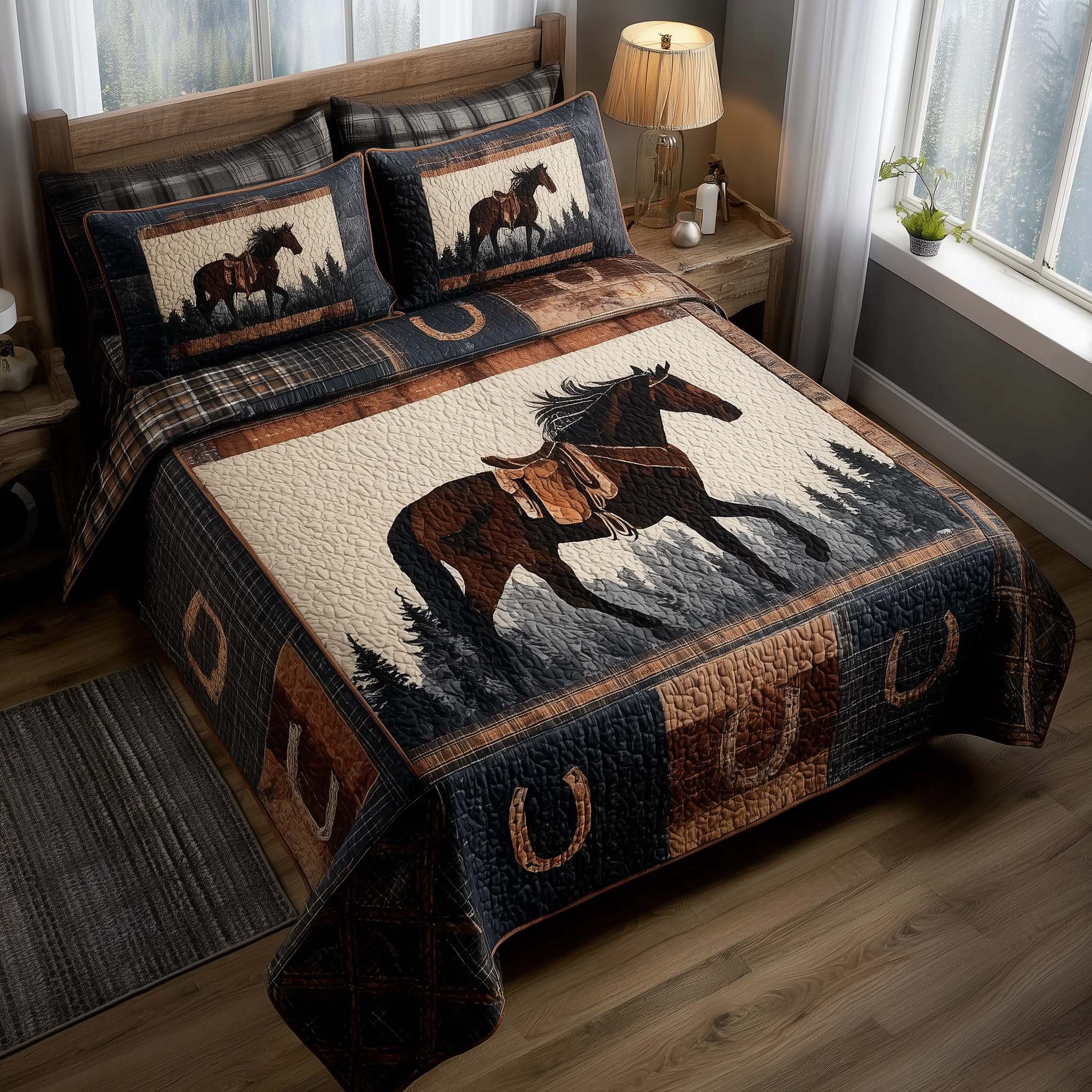 Prairie Horse Quilted Bedding Set Bedsheet Comforter Set Horse Themed Gifts For Adults