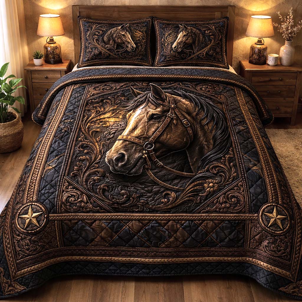 Prairie Horse Quilted Bedding Set Best King Bed Sheets Best Gifts For Horse Riders