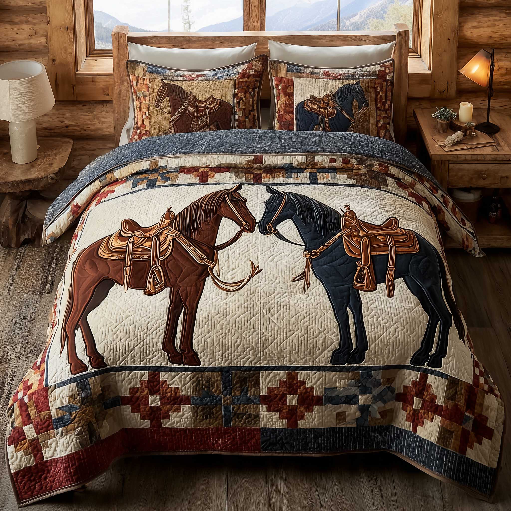 Prairie Horse Quilted Bedding Set Best King Sheets Cute Horse Gifts