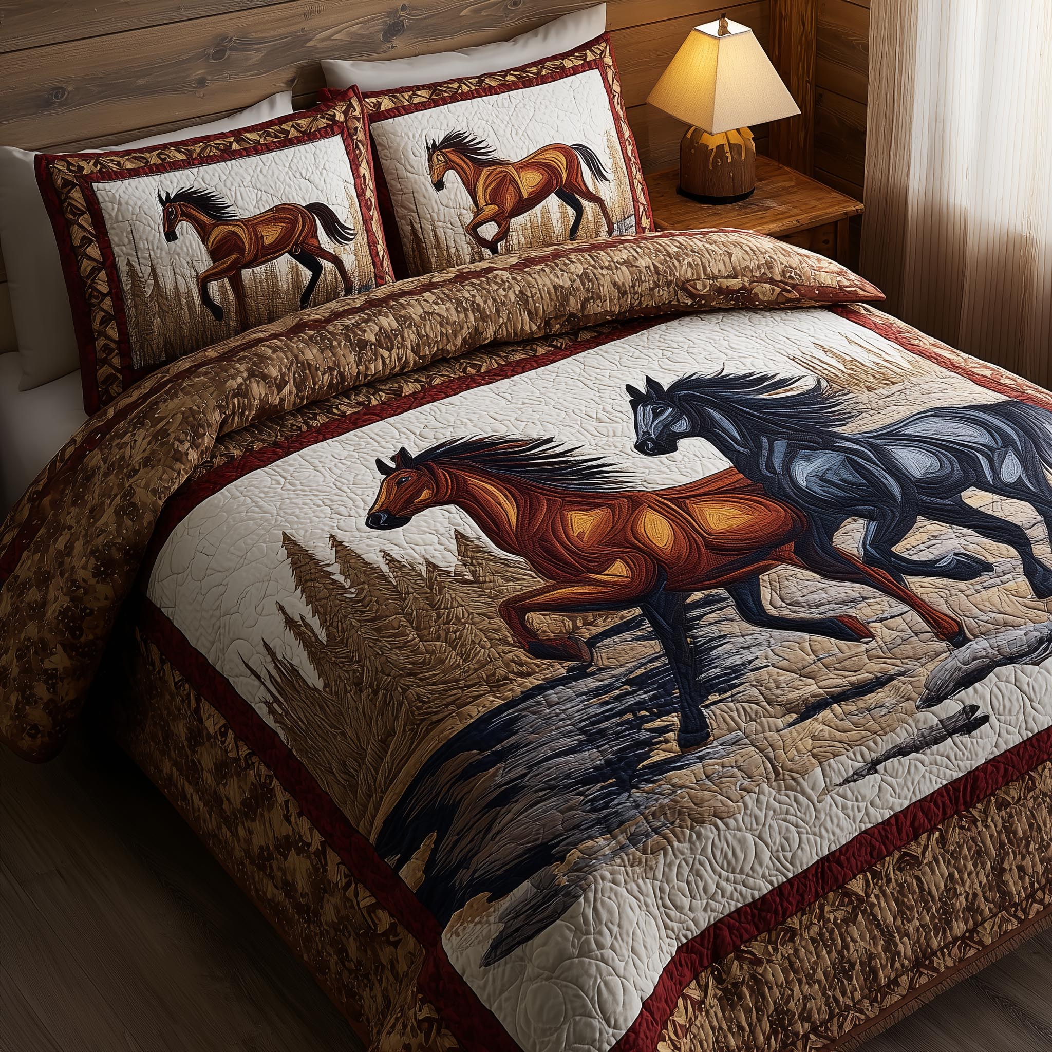 Prairie Horse Quilted Bedding Set Boho Bedroom Ideas Christmas Presents For Horse Lovers