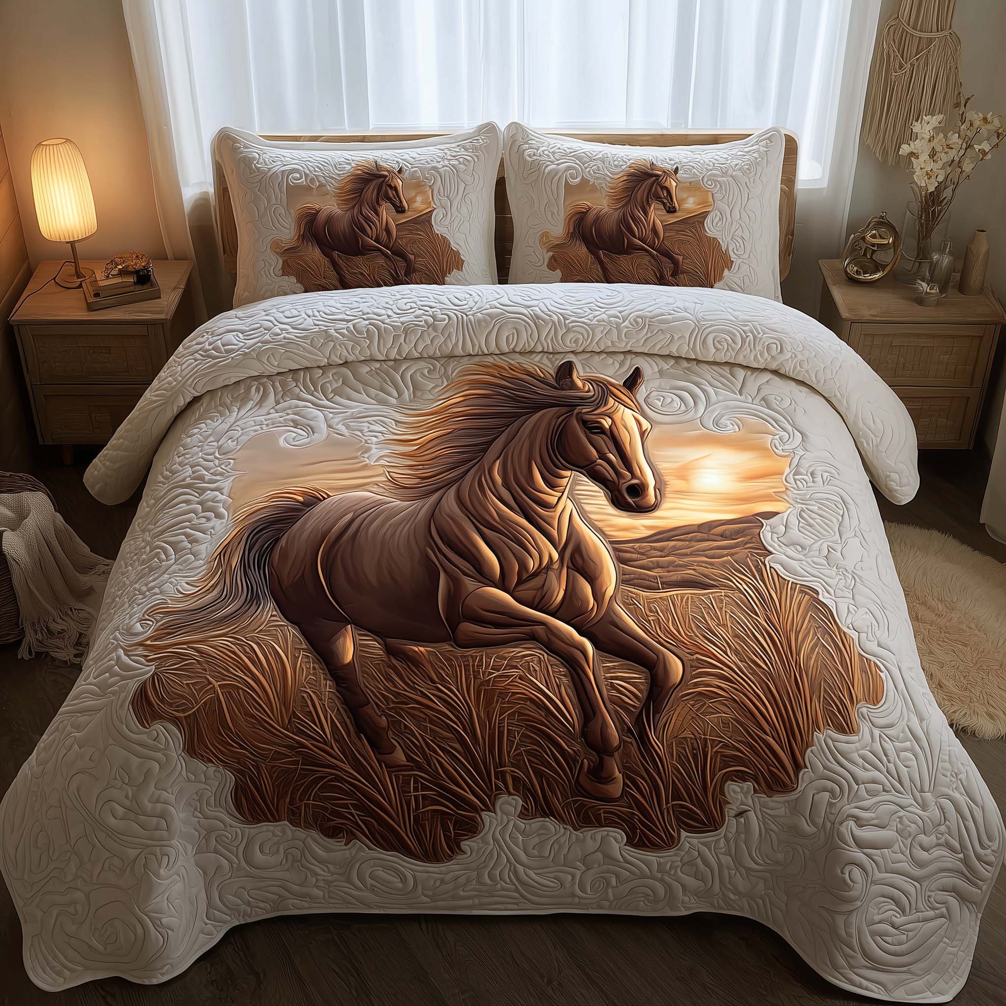 Prairie Horse Quilted Bedding Set Comforter And Sheet Sets Unique Horse Gifts For Ladies
