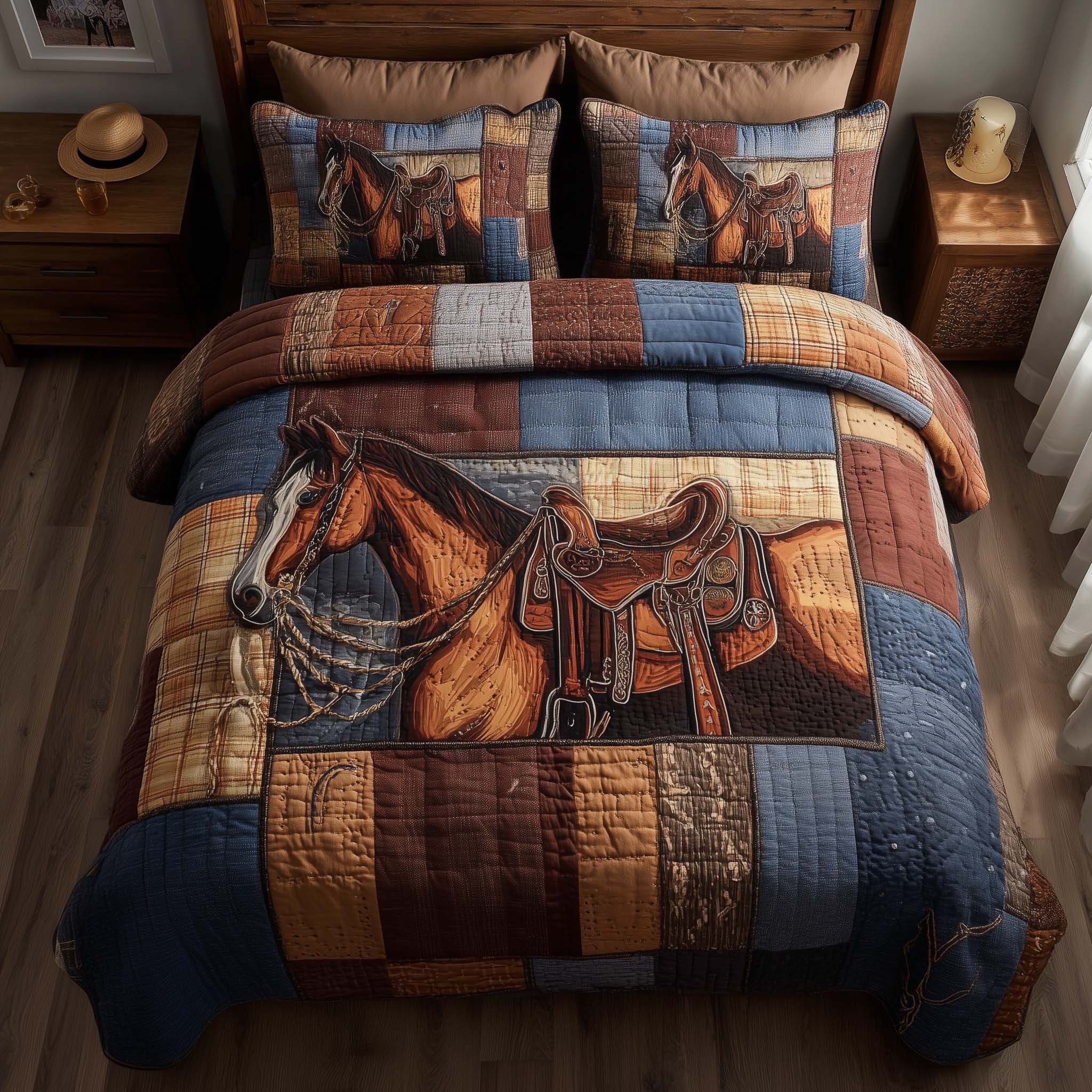 Prairie Horse Quilted Bedding Set Comforter Sets Queen Unique Gifts For Horse Lovers