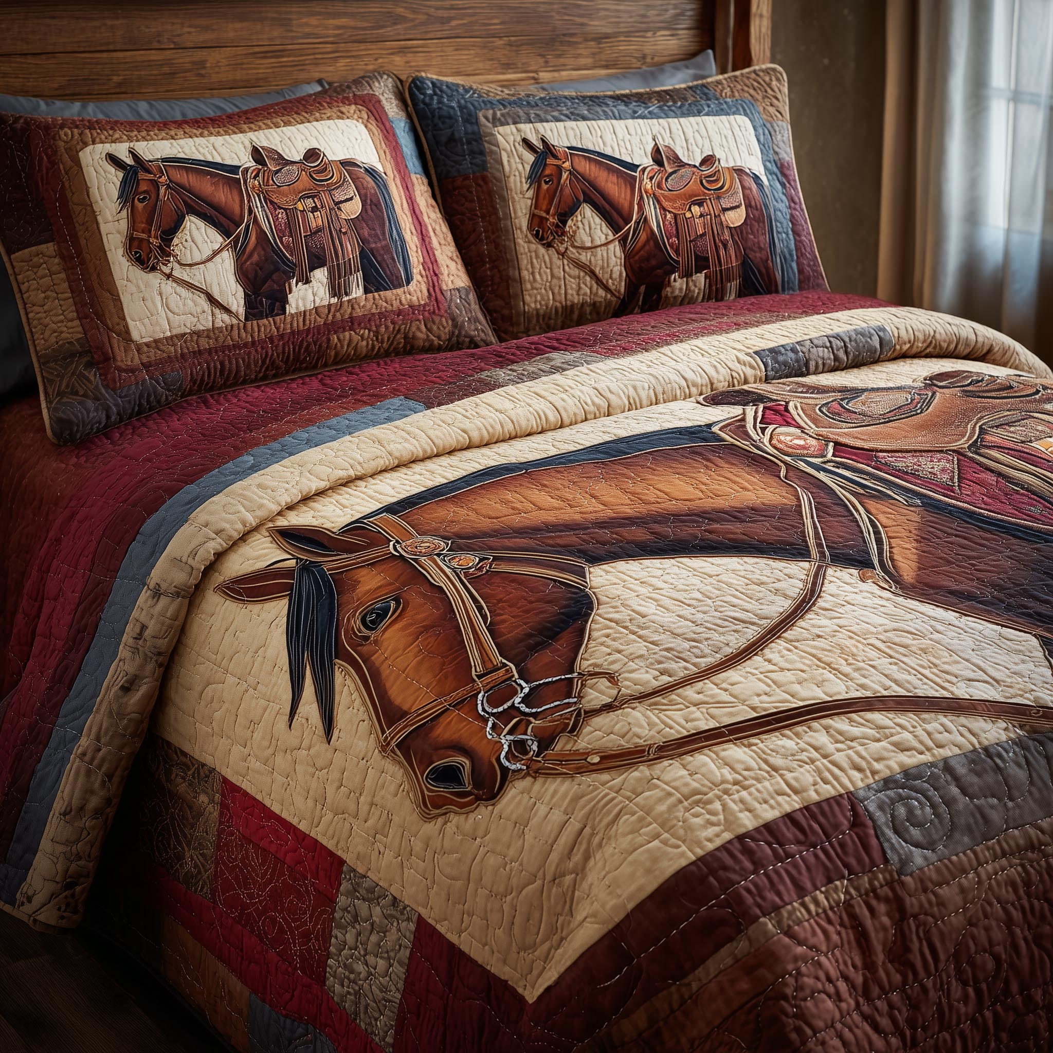 Prairie Horse Quilted Bedding Set Great Bed Sets Horse Gifts For Women