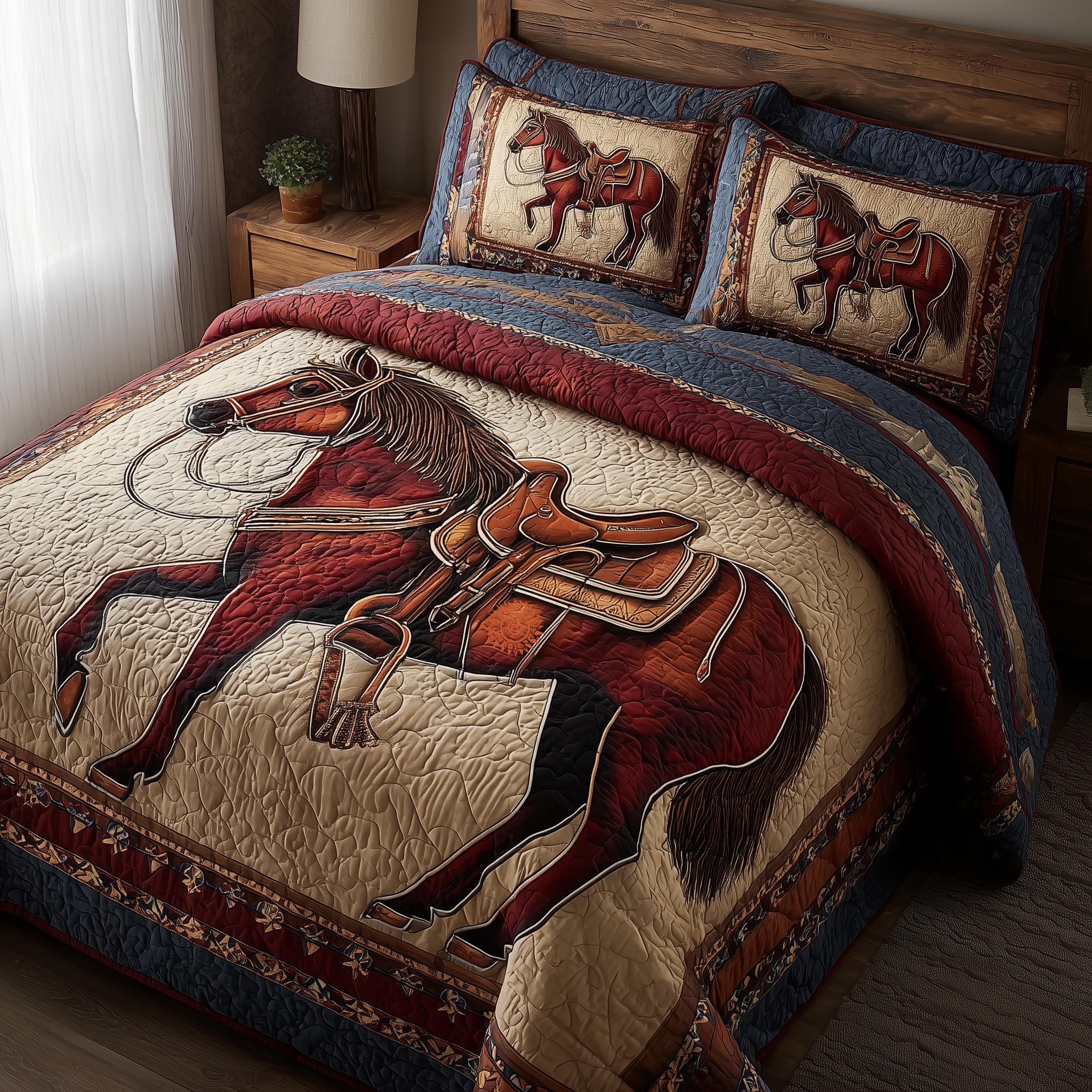 Prairie Horse Quilted Bedding Set Great Sheet Sets Equestrian Christmas Gifts