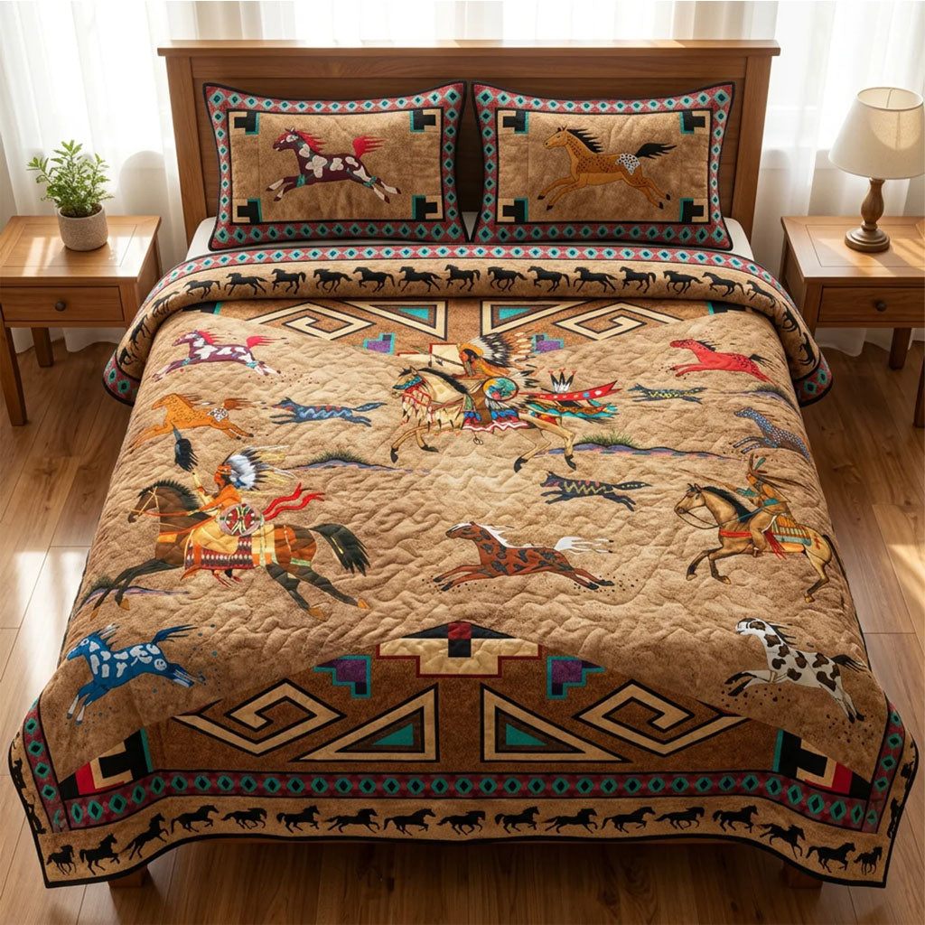 Prairie Soul Runner Quilted Bedding Set Bed Bedding Set Native American Gift Shop