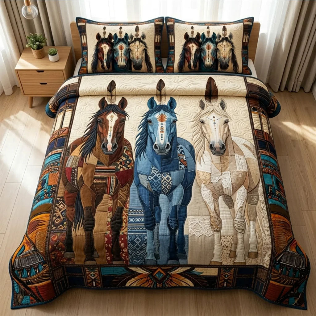 Prairie Soul Runner Quilted Bedding Set Bed Comforter Set Native Gifts For Men