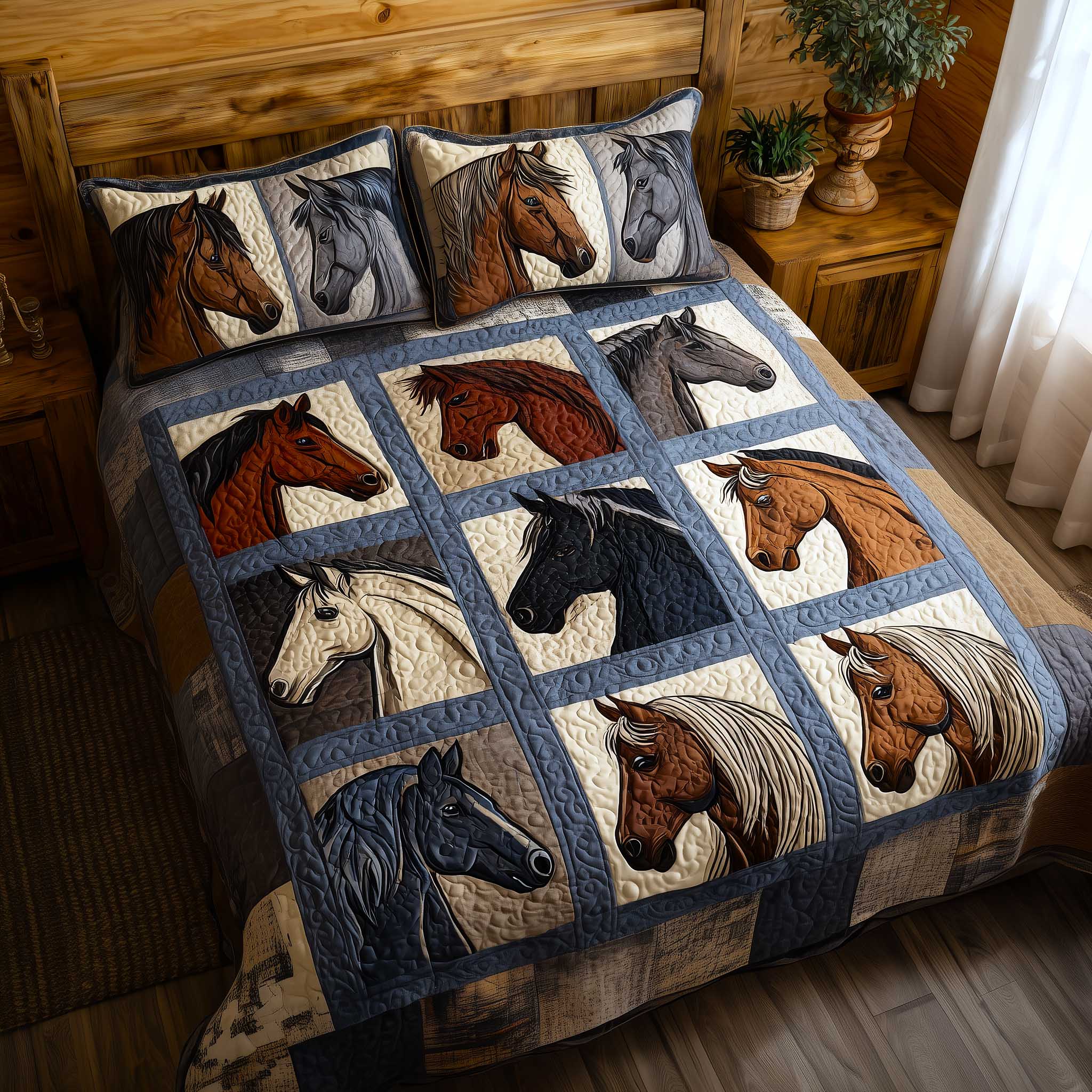 Prairie Spirit Quilted Bedding Set Cover Bed Set Birthday Present Ideas For Horse Lover