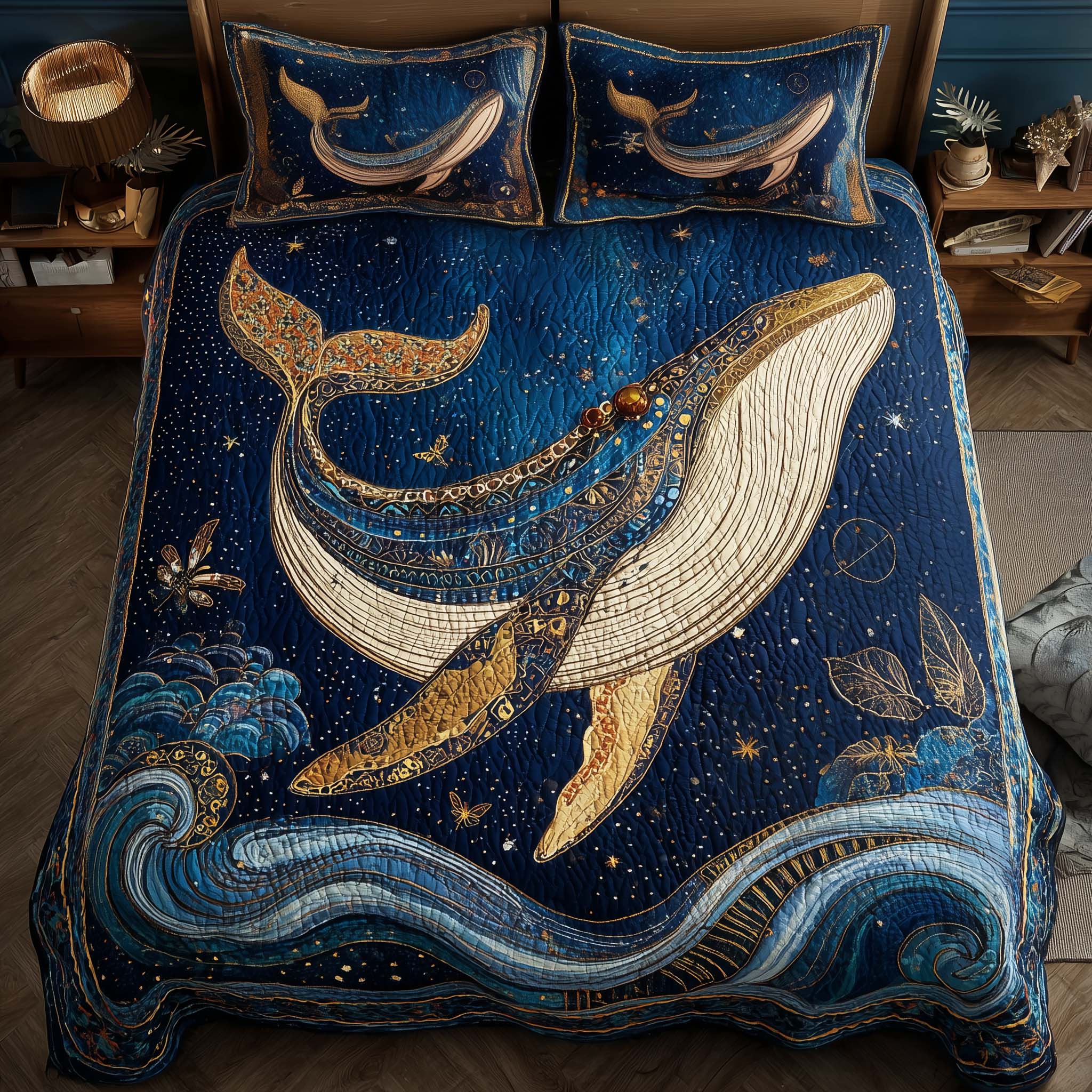 Prism Whale Quilted Bedding Set Boho Bedroom Decor Whale Gifts For Adults