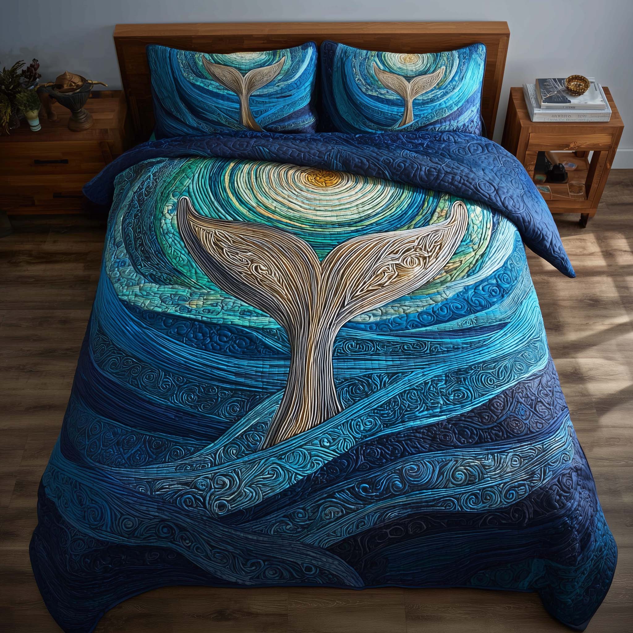 Prism Whale Quilted Bedding Set Cozy Bedroom Ideas Whale Themed Gifts