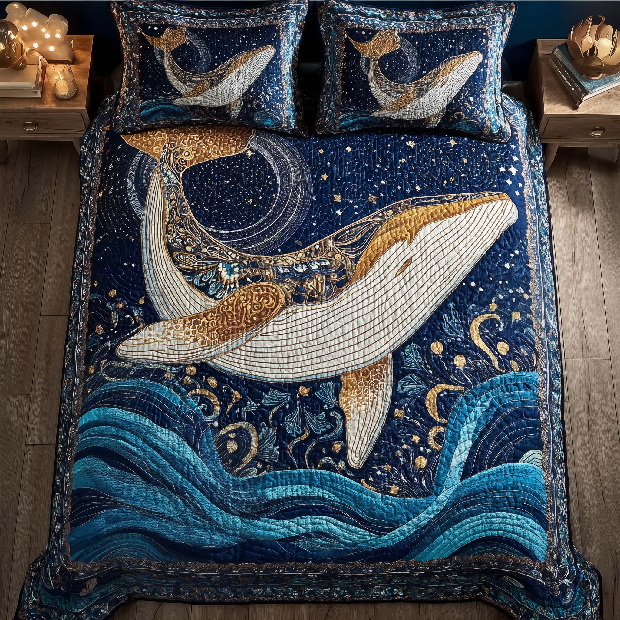 Prism Whale Quilted Bedding Set Over The Bed Decor Gift For Whale Lover