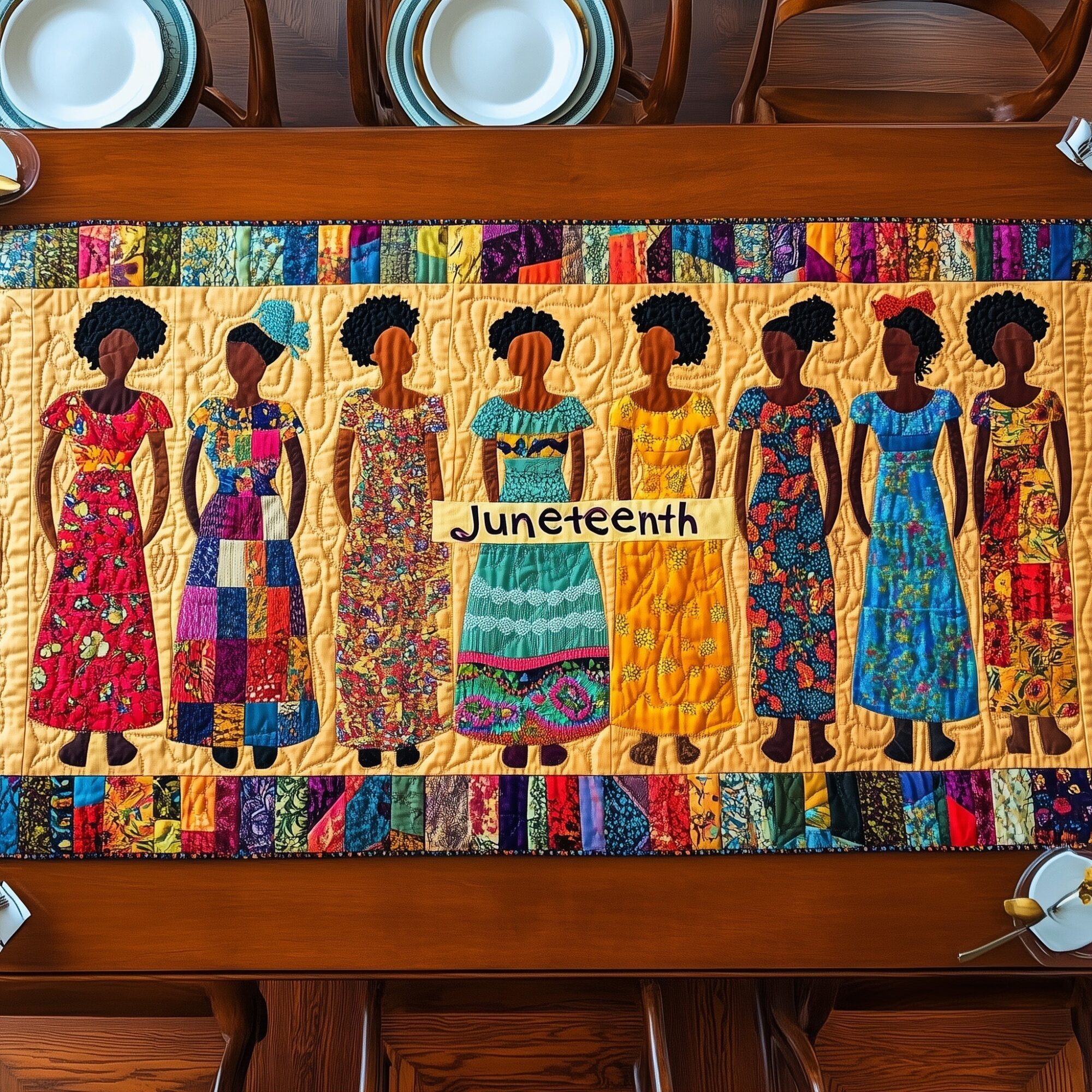 Proud Heritage Quilted Table Runner Dining Room Table Decor Melanin Gifts For Black Women