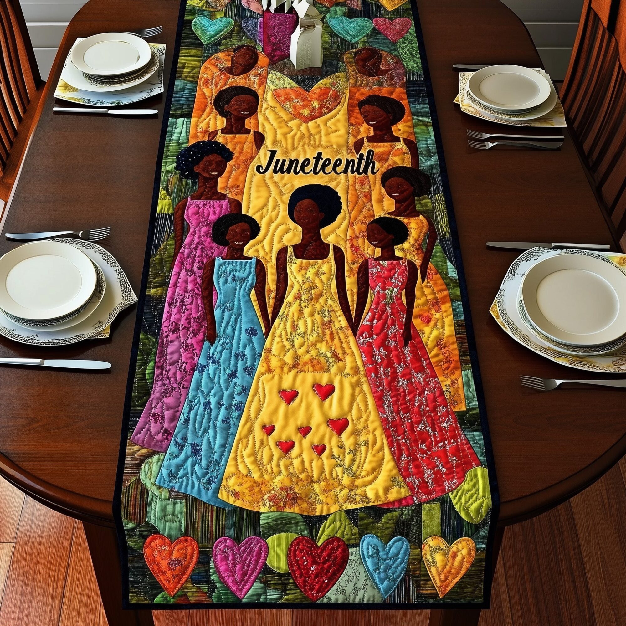 Proud Juneteenth Quilted Table Runner Dining Table Centerpiece Ideas Melanin Gifts For Black Women