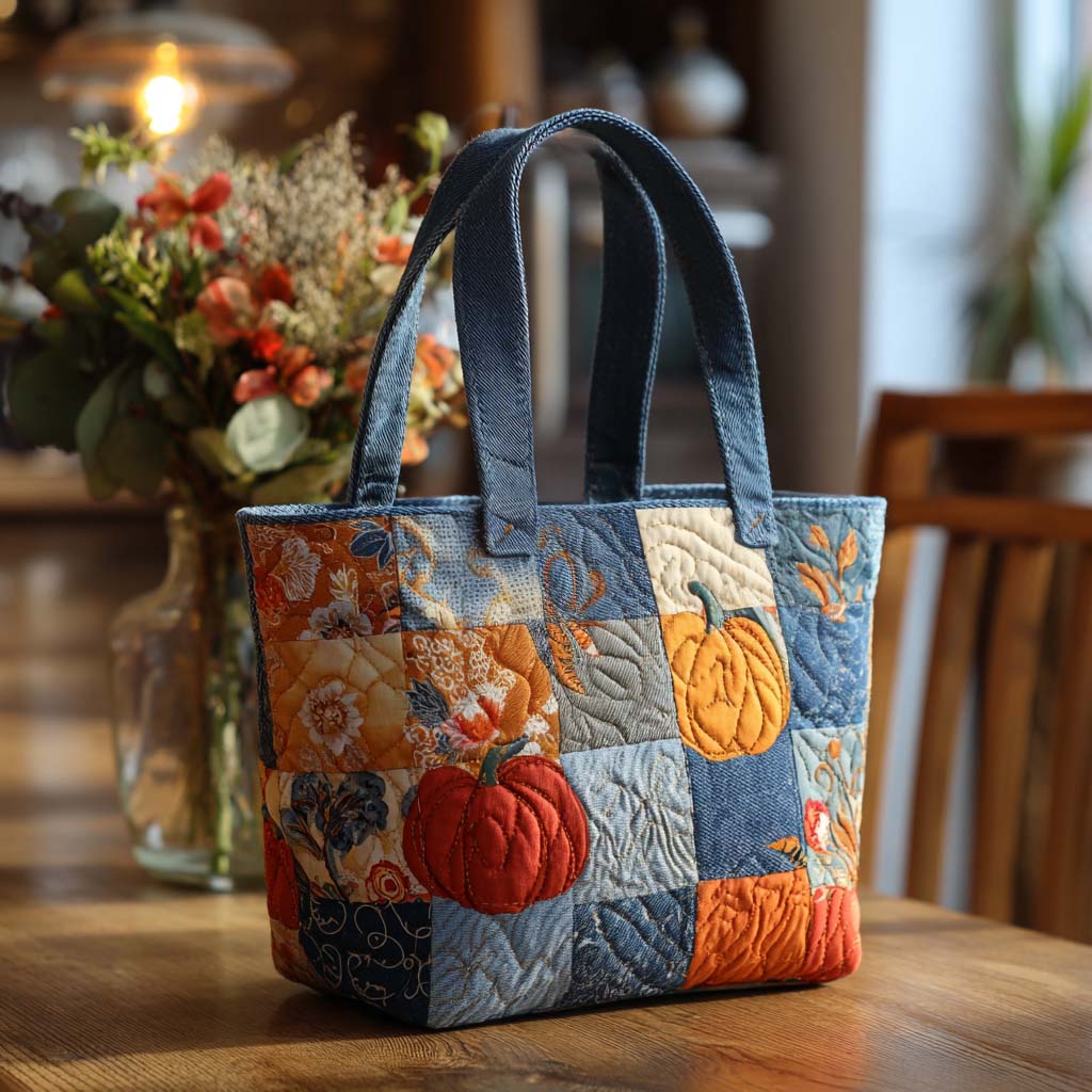 Pumpkin Days Quilted Tote Bag Best Shoulder Bag For Women Sunflower Gift Items