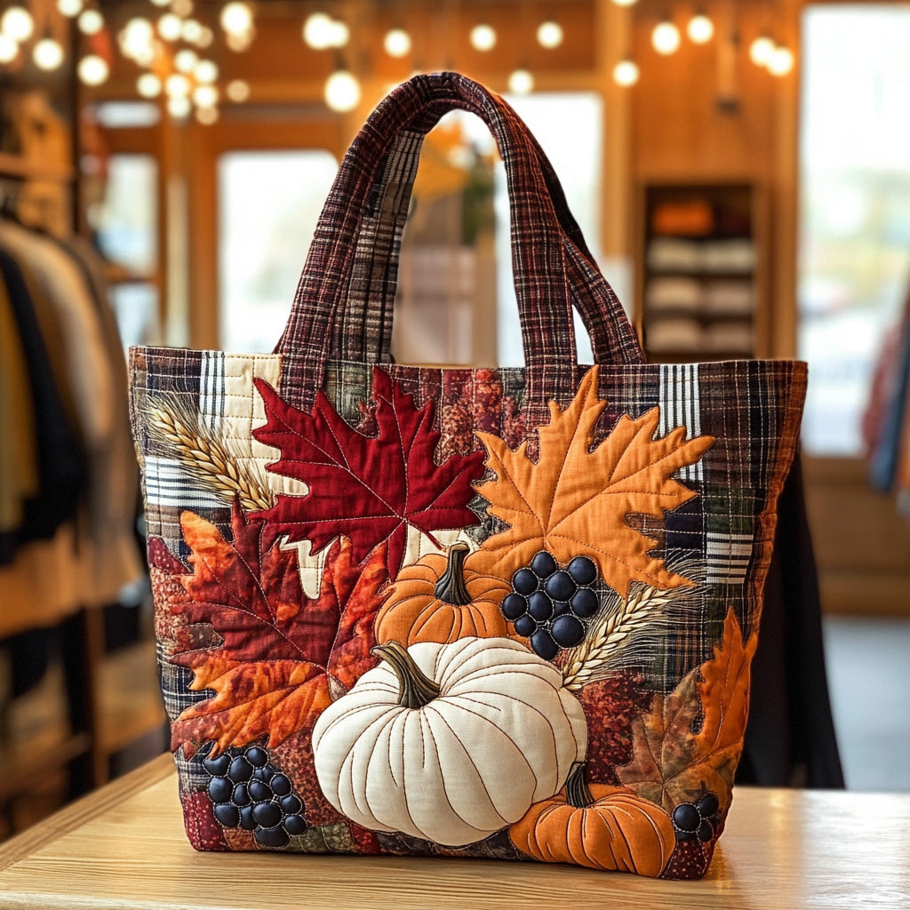 Pumpkin Patch Quilted Tote Bag Shoulder Bag Hobo Gift Ideas For Fall