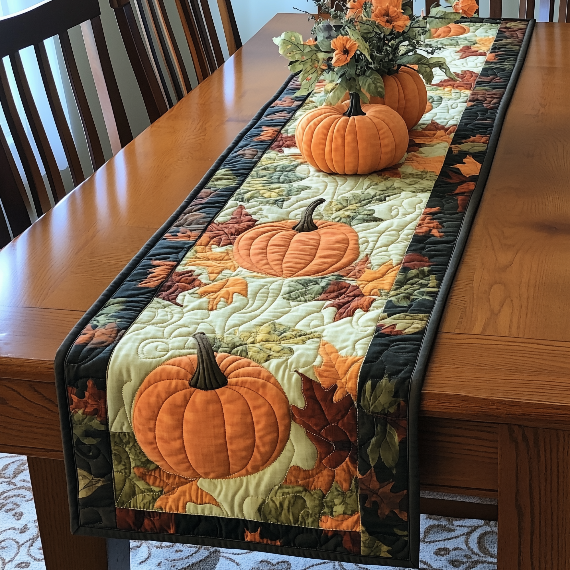 Pumpkins Quilted Table Runner Quilted Thanksgiving Table Runner Thanksgiving Gifts For Guests