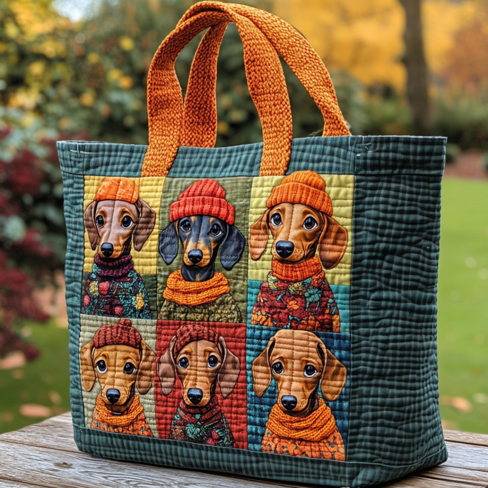 Pup Parade Quilted Tote Bag Best Ladies Tote Bags Weiner Dog Gifts