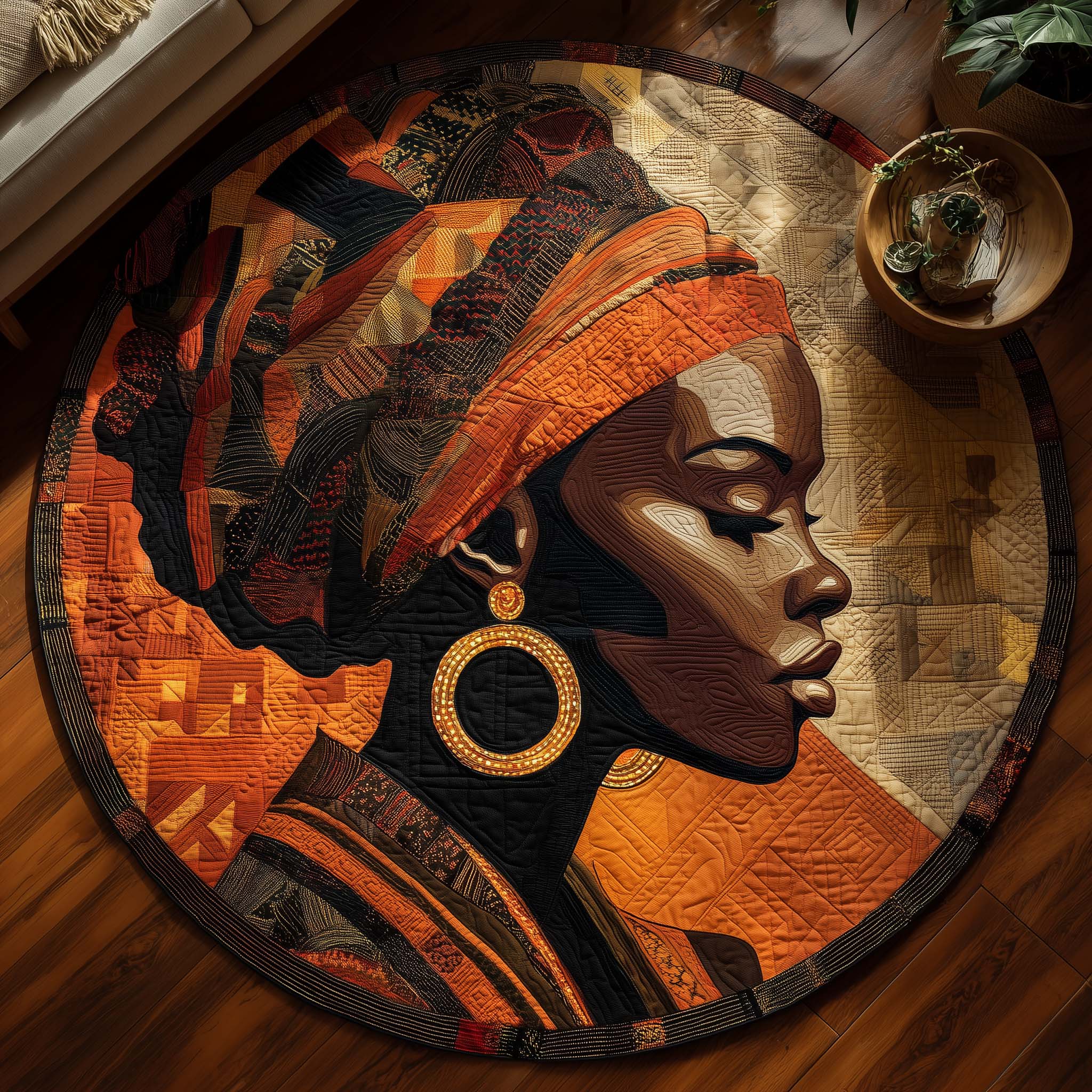 Queen Of Heritage Quilted Round Mat Eco-Friendly Quilted Round Mat for Sustainable Living