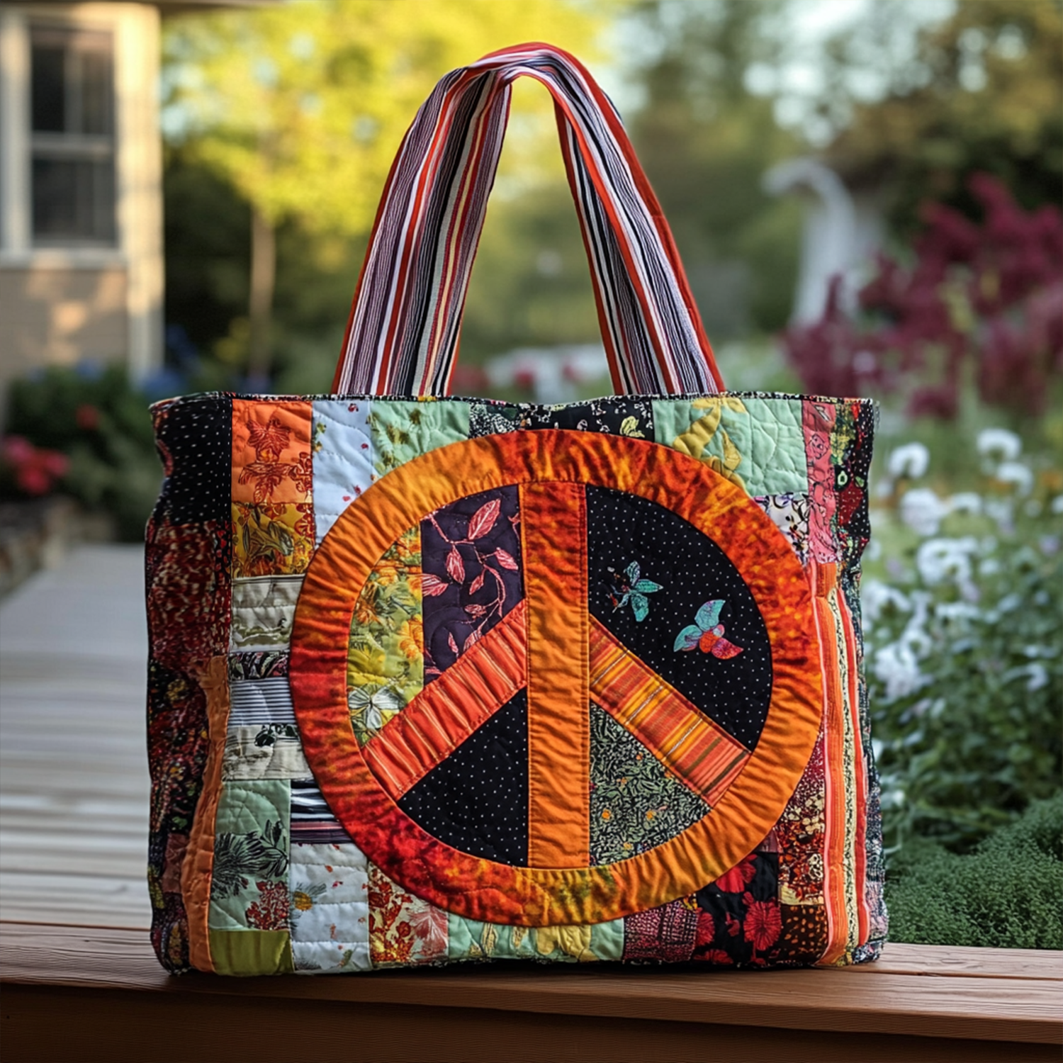 Quiet Power Quilted Tote Bag Vintage Shoulder Bag Hippie Christmas Gift Ideas