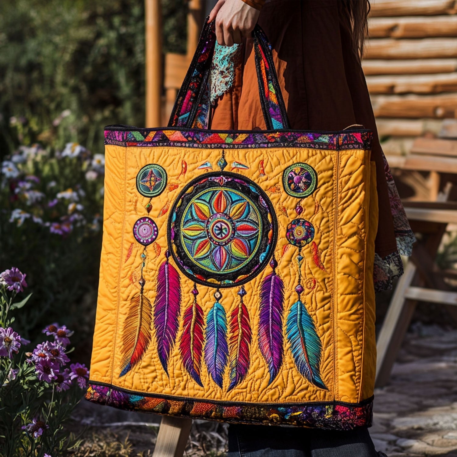 Quilted Catcher Quilted Tote Bag Best Luxury Tote Native American Christmas Gift Ideas