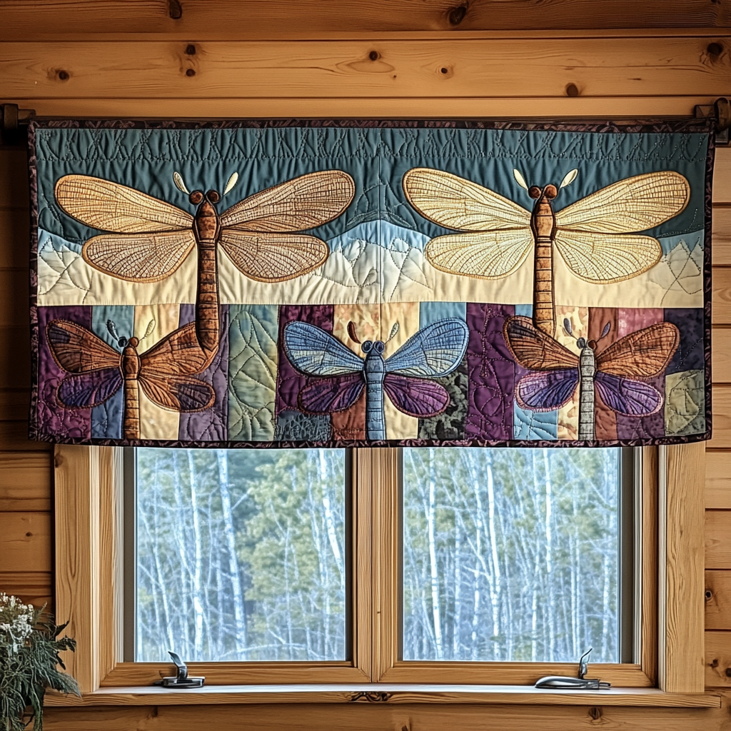 Radiant Glow Quilted Valance Home Decor Items Gifts For Dragonfly Lovers