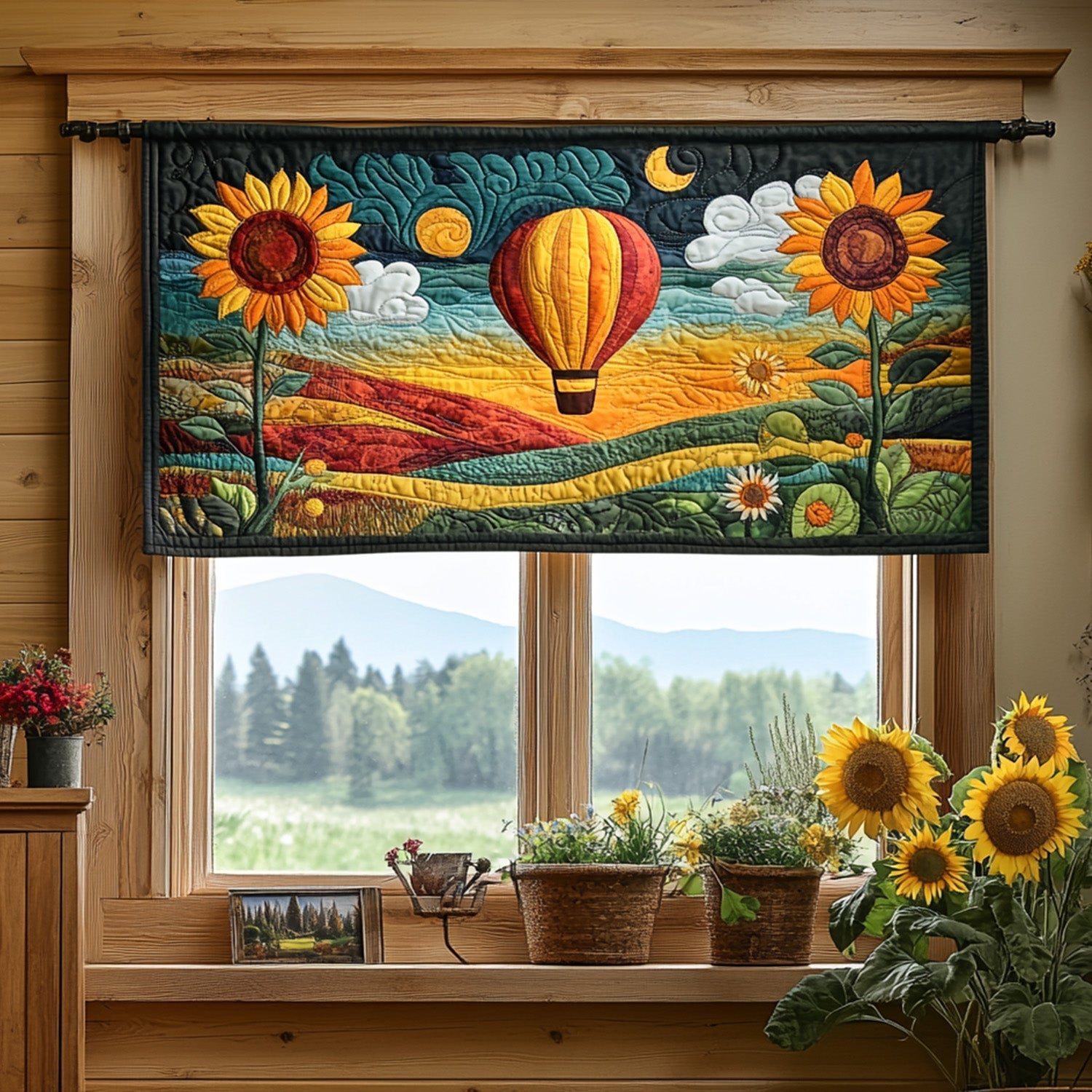 Radiant Horizon Line Quilted Valance Entryway Decor Flower Lavender Gift Items