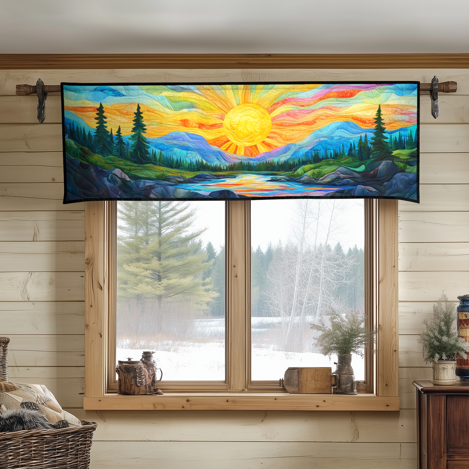Radiant Rays Quilted Valance Unique Front Door Decor Sunshine Themed Gifts