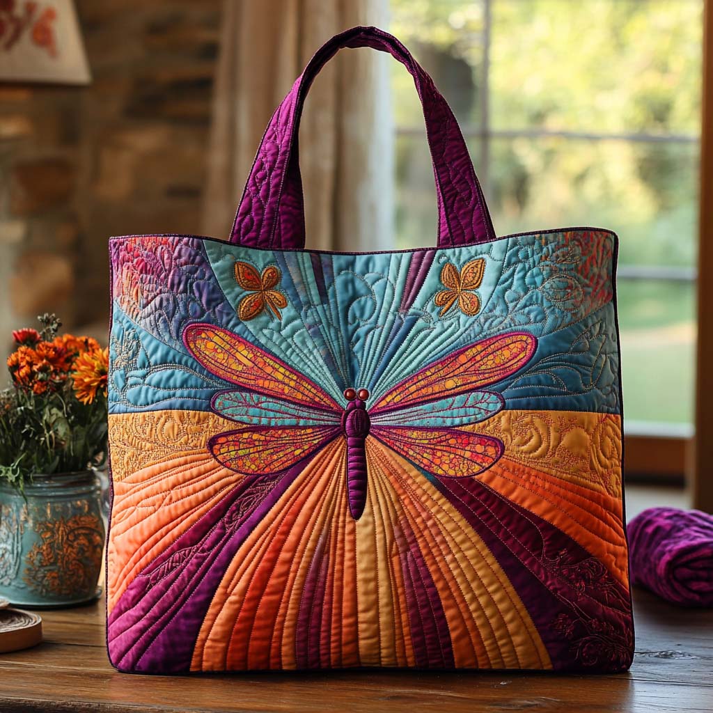 Radiant Sunrise Quilted Tote Bag Best Quality Tote Bags Best Dragonfly Gifts For Christmas