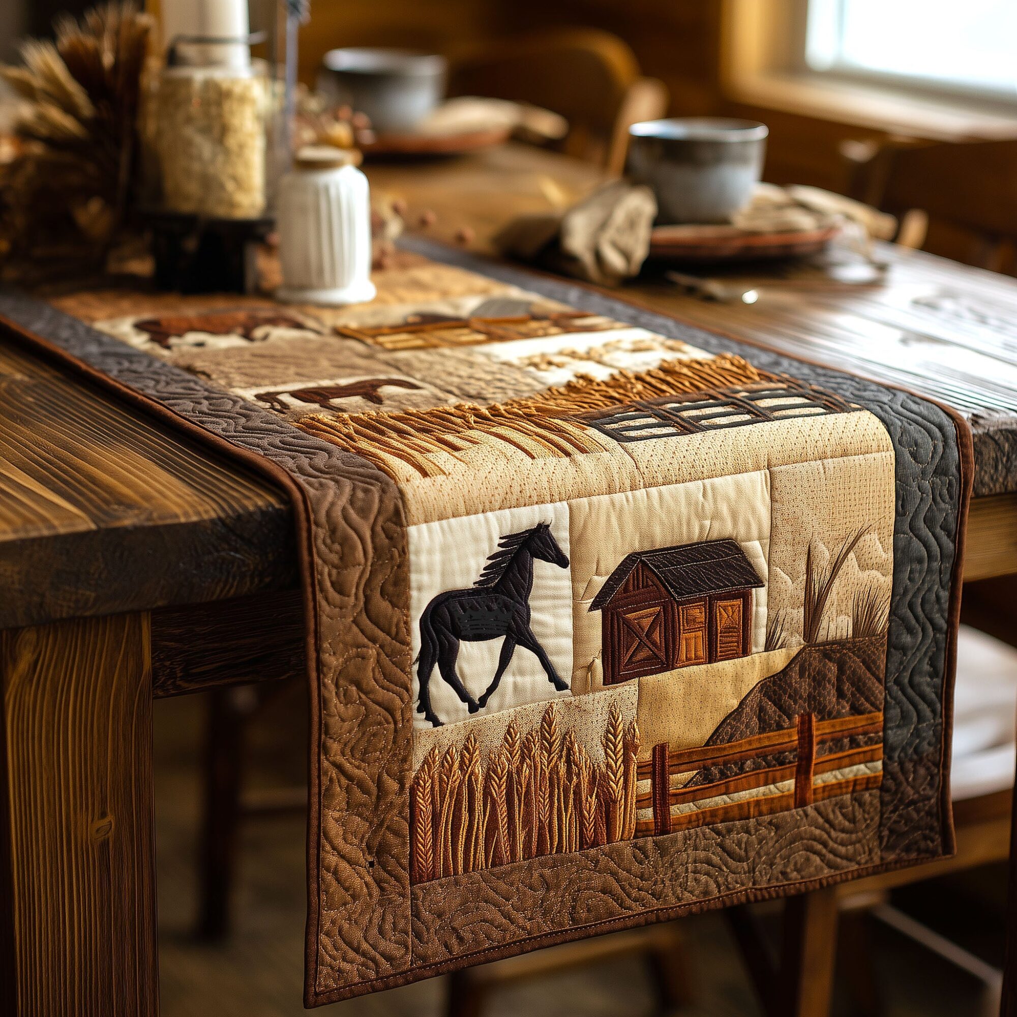 Ranch Life Quilted Table Runner Runner Table Mat Gifts For Horse Lovers Men