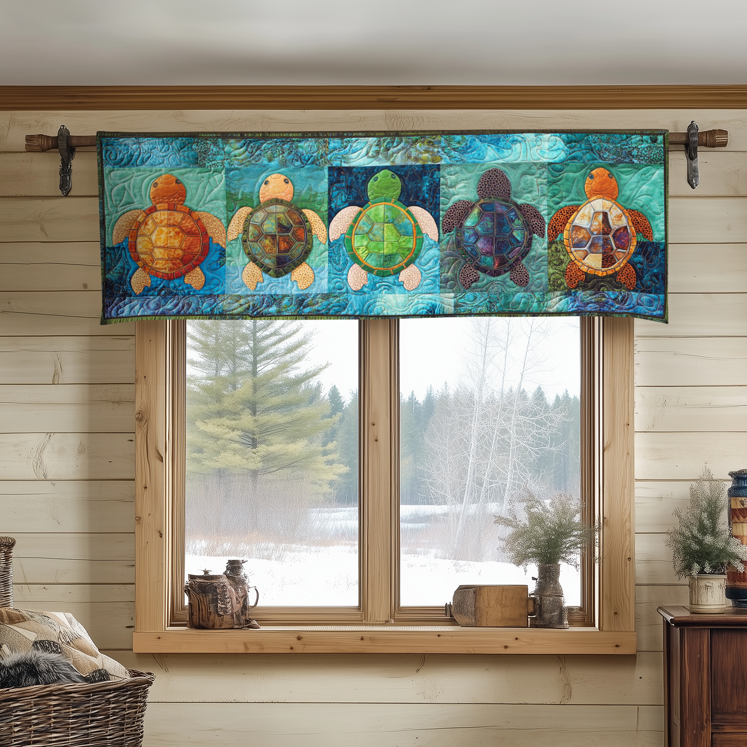 Reef Harmony Quilted Valance Front Door Decor Turtle Gifts For Mother's day