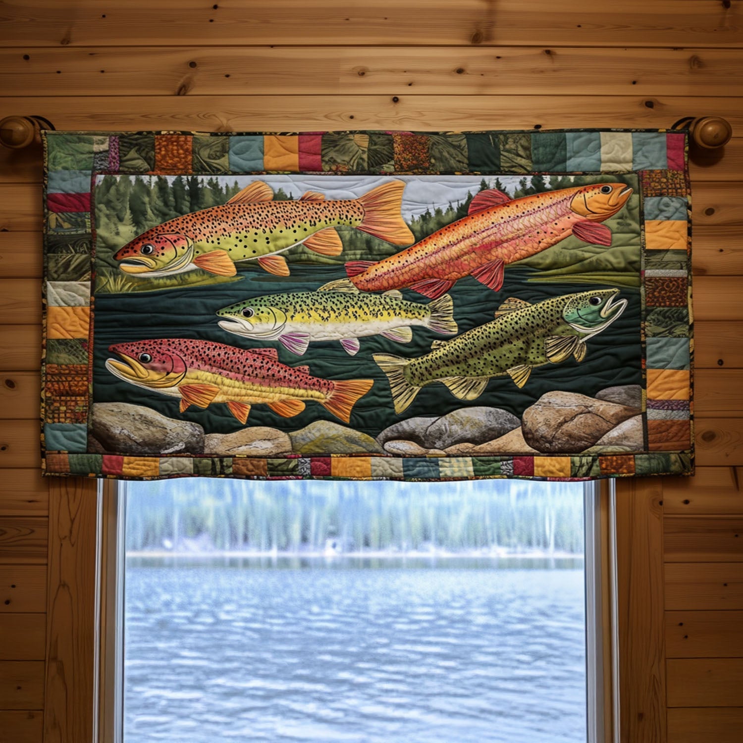 Reel Relaxation Quilted Valance Christmas Decor Cool Gifts For Fishermen