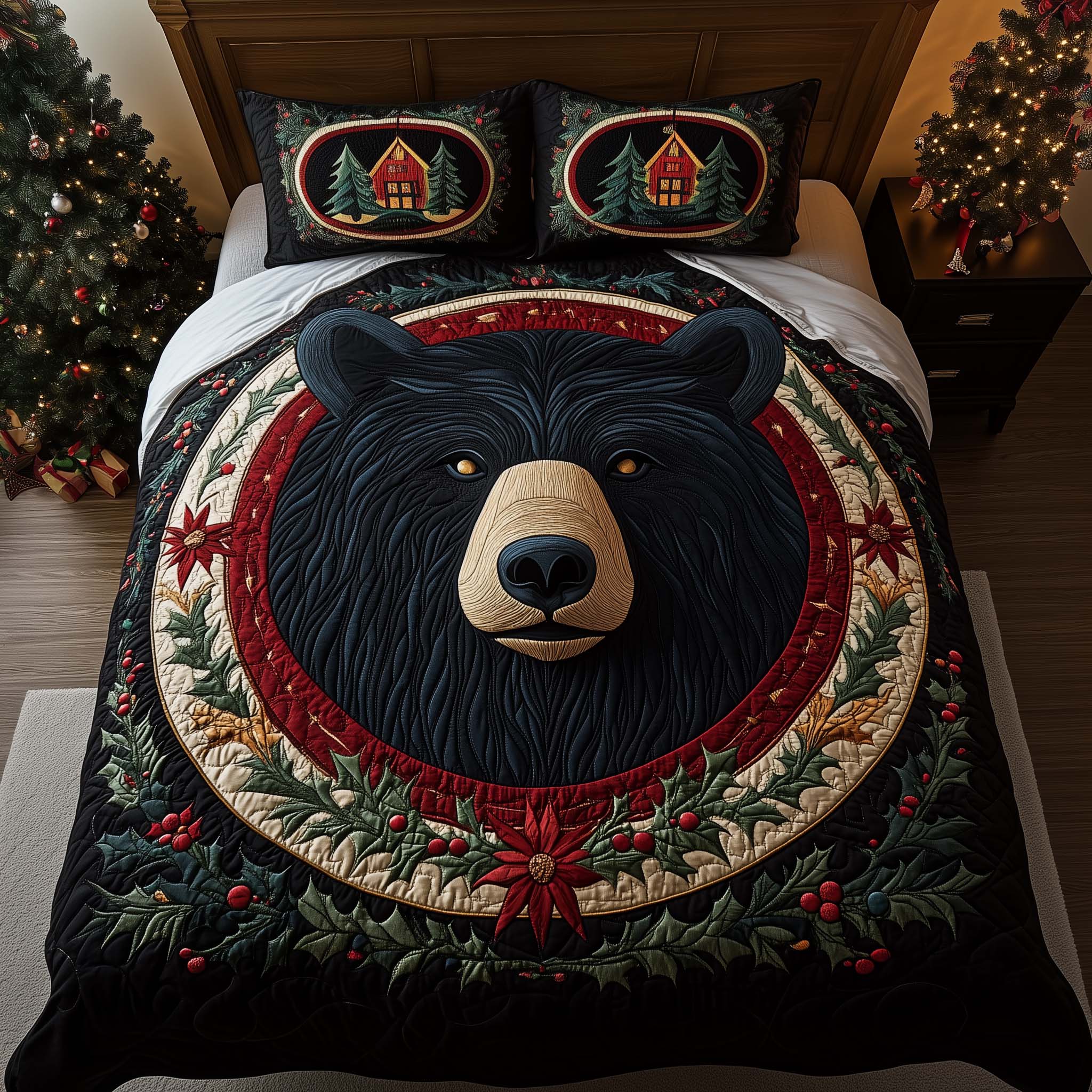 Regal Bear Quilted Bedding Set Bedroom Decor Christmas Best Gifts For Bear Lovers Men