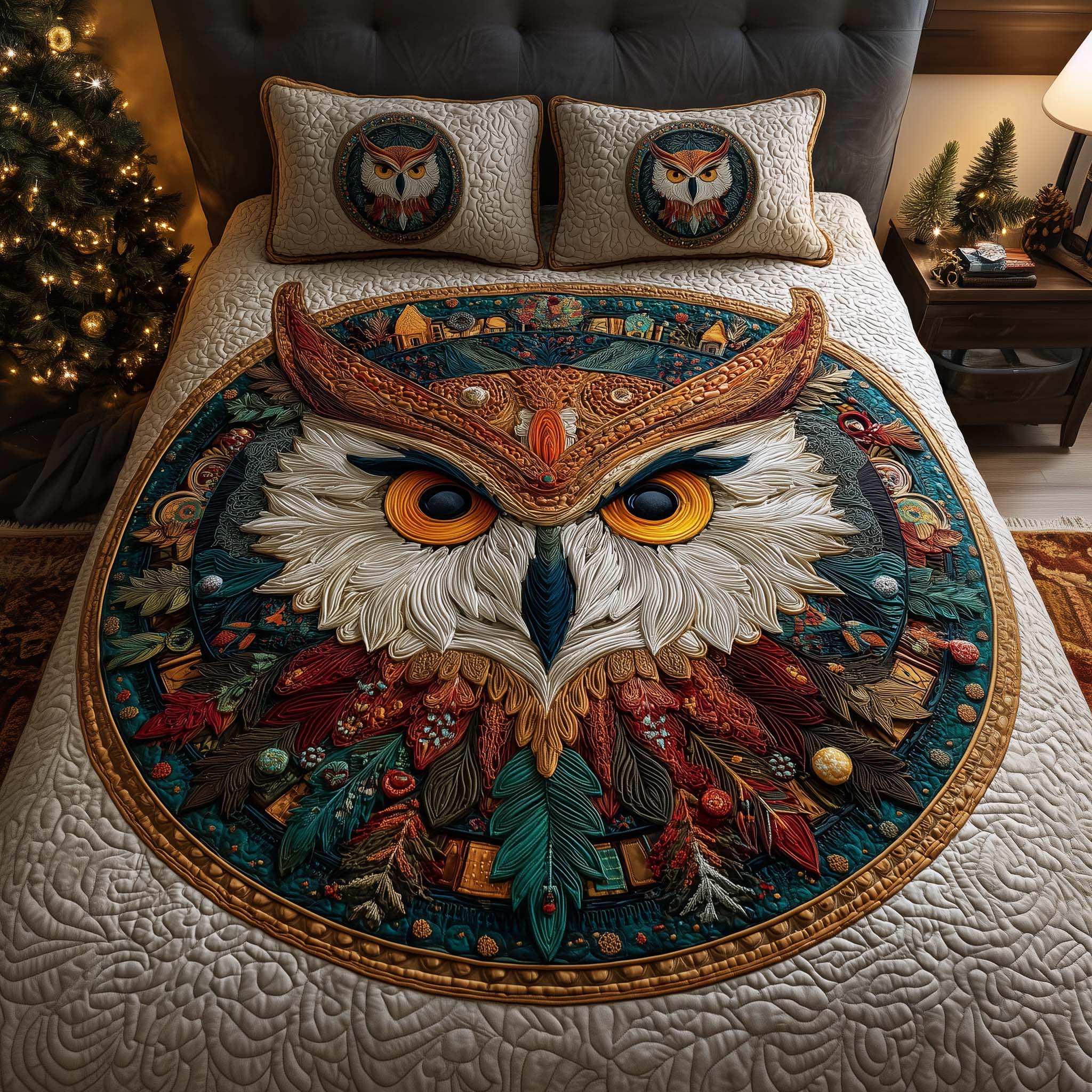 Regal Owl Quilted Bedding Set Best Christmas Comforters Owl Themed Gifts