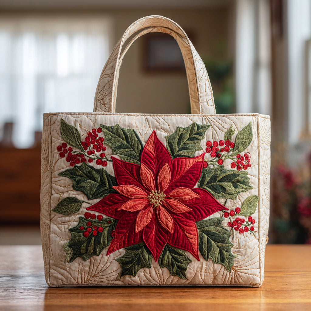 Regal Poinsettia Quilted Tote Bag Cute Shoulder Bags The Best Mother's Day Gifts