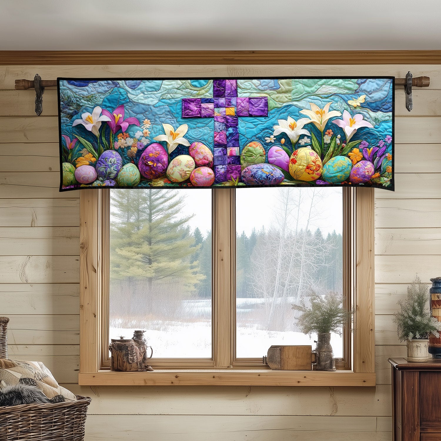 Resurrection Bloom Quilted Valance Dining Room Table Decorated For Christmas Easter Gifts For Adults