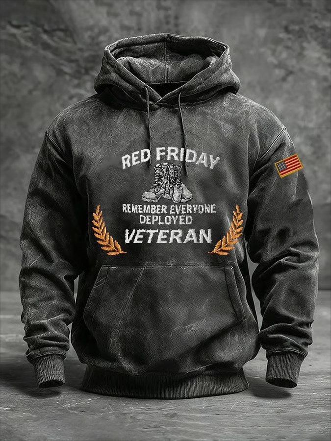 Retro Red Fridays Veterans Hoodie Remember Everyone Deployed Pullover Patriotic Gift For Dad