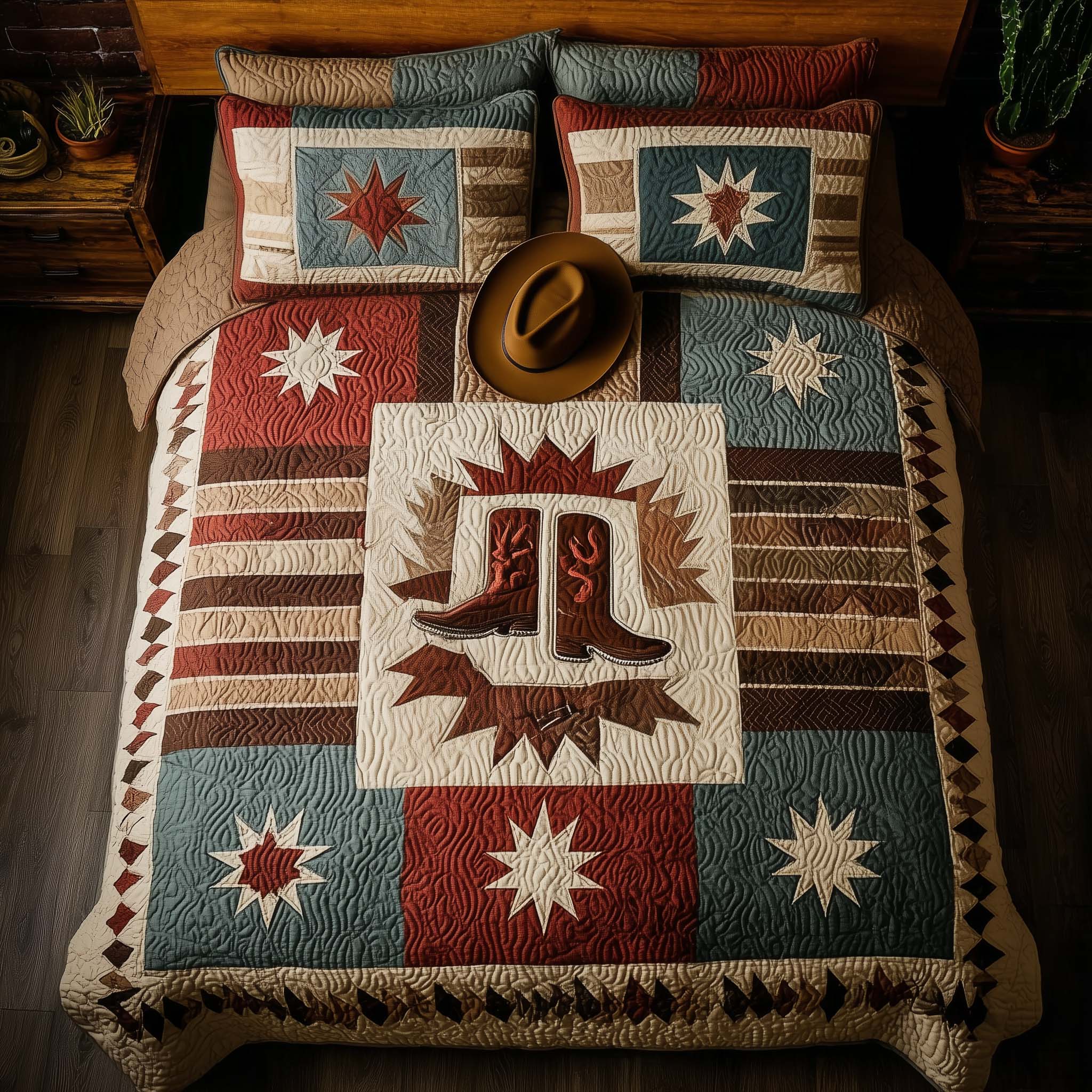 Rodeo Roundup Quilted Bedding Set Bed Decor Cowboy Themed Gifts