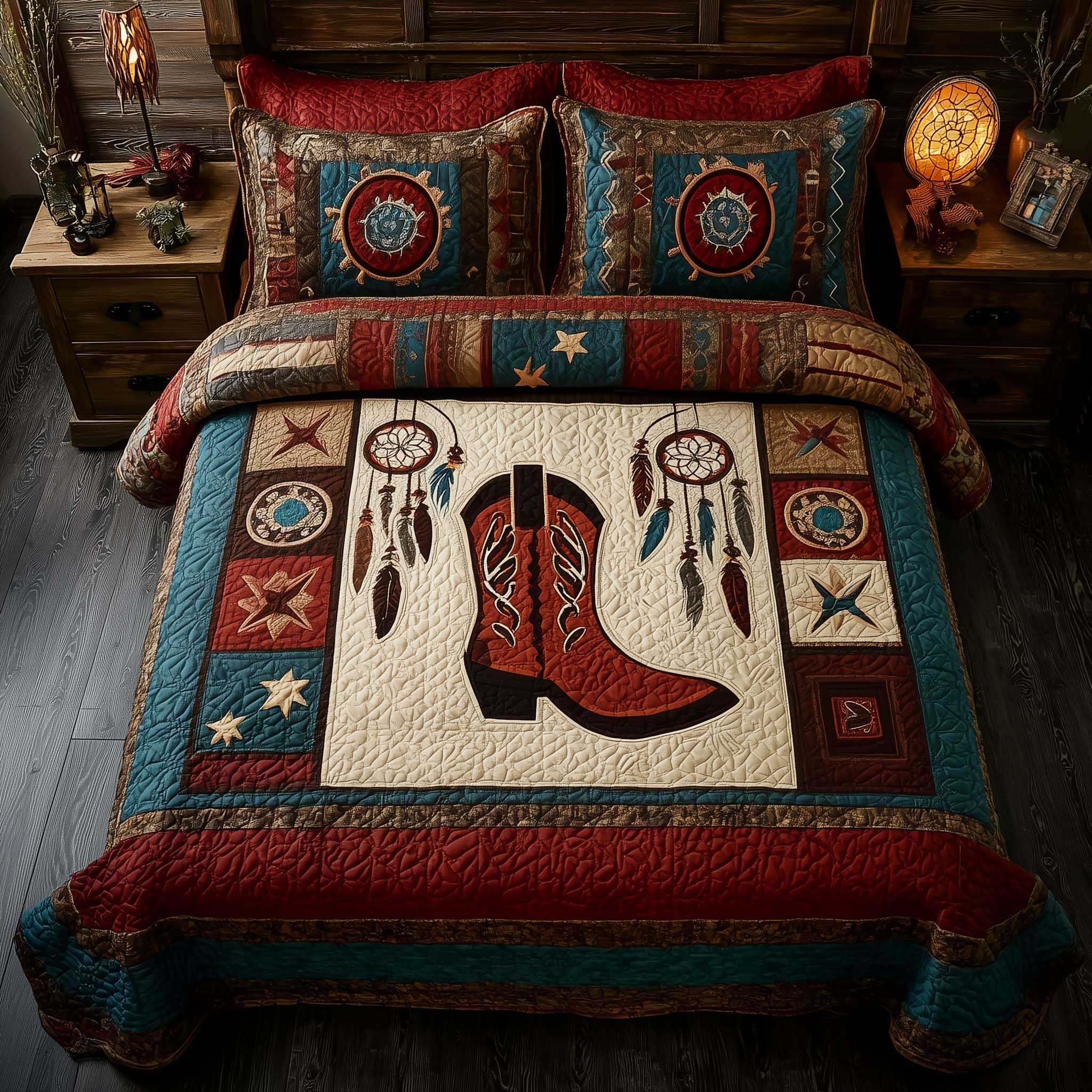 Rodeo Roundup Quilted Bedding Set Boho Bedroom Decor Cowboys Gifts For Her