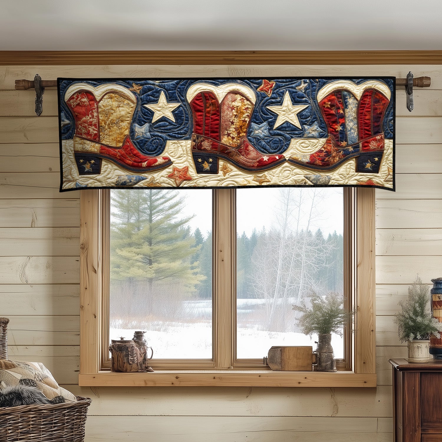Rodeo Star Spangled Quilted Valance House Decor Items Gifts For Young Cowboys