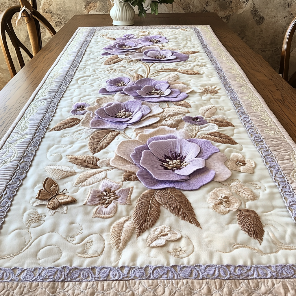 Rosy Reverie Quilted Table Runner Floral Table Cover Good Family Gifts