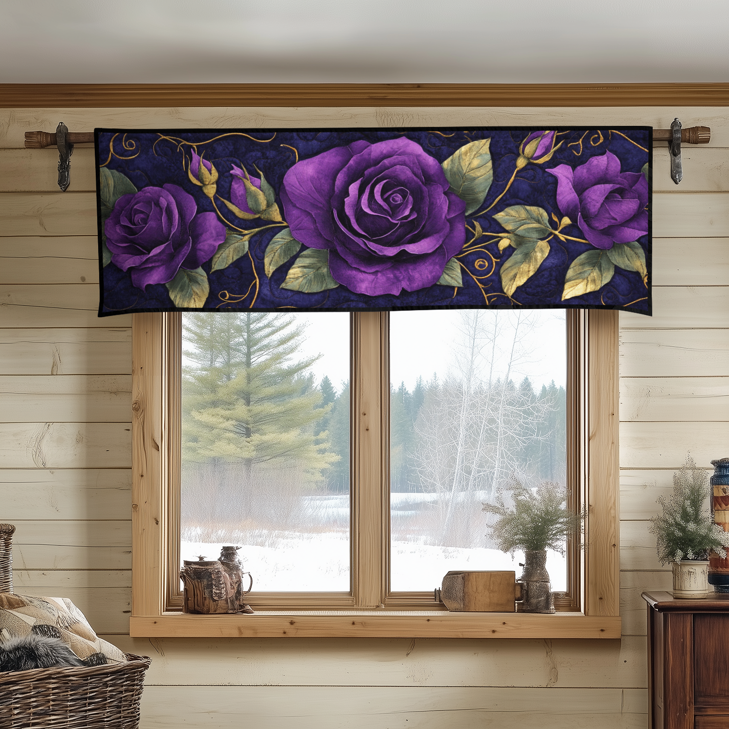 Royal Rose Quilted Valance Christmas Decor For Entryway Lavender Mother's Day Gifts