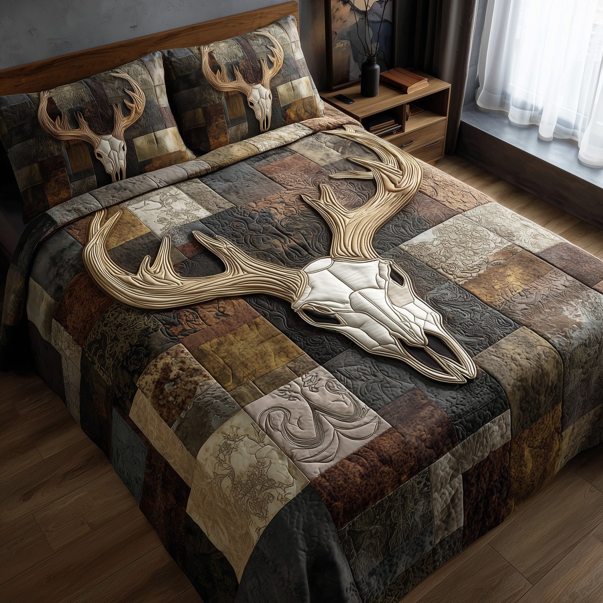Rustic Antler Quilted Bedding Set Cool Bedroom Ideas Christmas Gifts For Deer Hunters