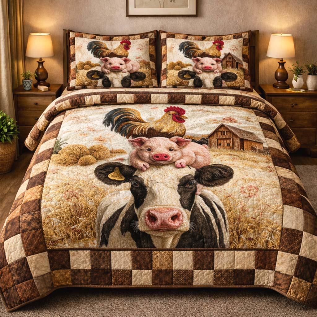 Rustic Barn Companions Quilted Bedding Set Best Queen Sheets Christmas Gifts For Farmers