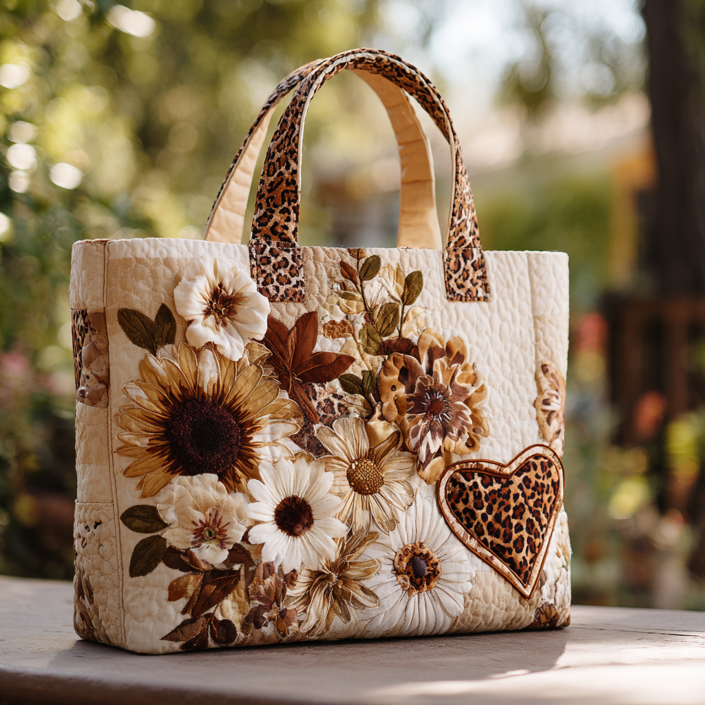 Rustic Bloom Quilted Tote Bag Handbags Sunflower Gifts For Her
