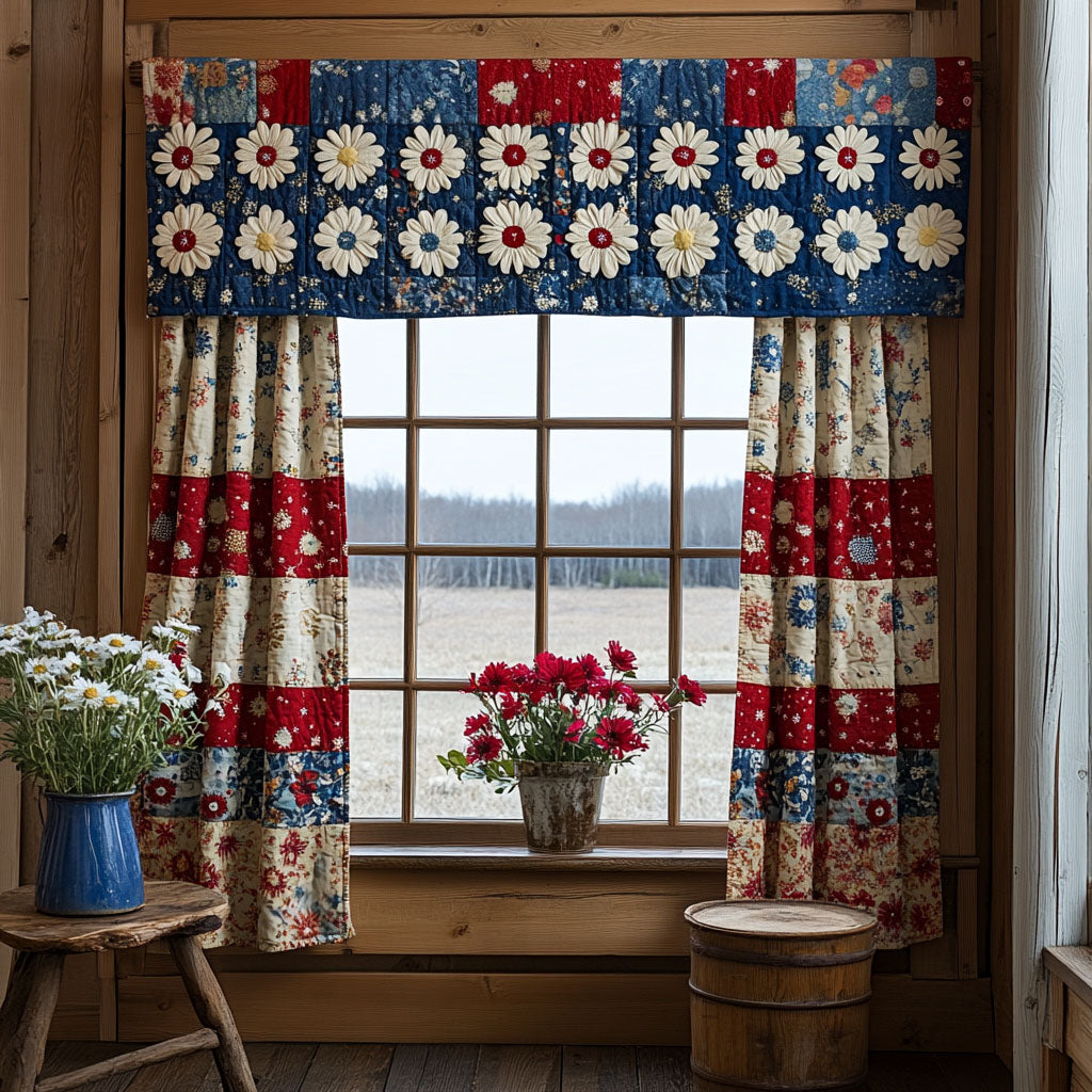 Rustic Bloom Quilted Valance Christmas Entryway Decor 4Th Of July Neighbor Gifts