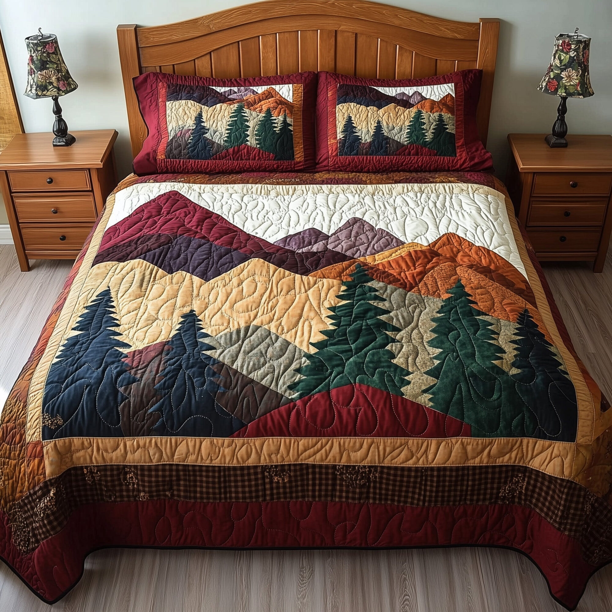 Rustic Forest Quilted Bedding Set Rustic Wilderness Design Best Rustic Nature Bedding Gifts