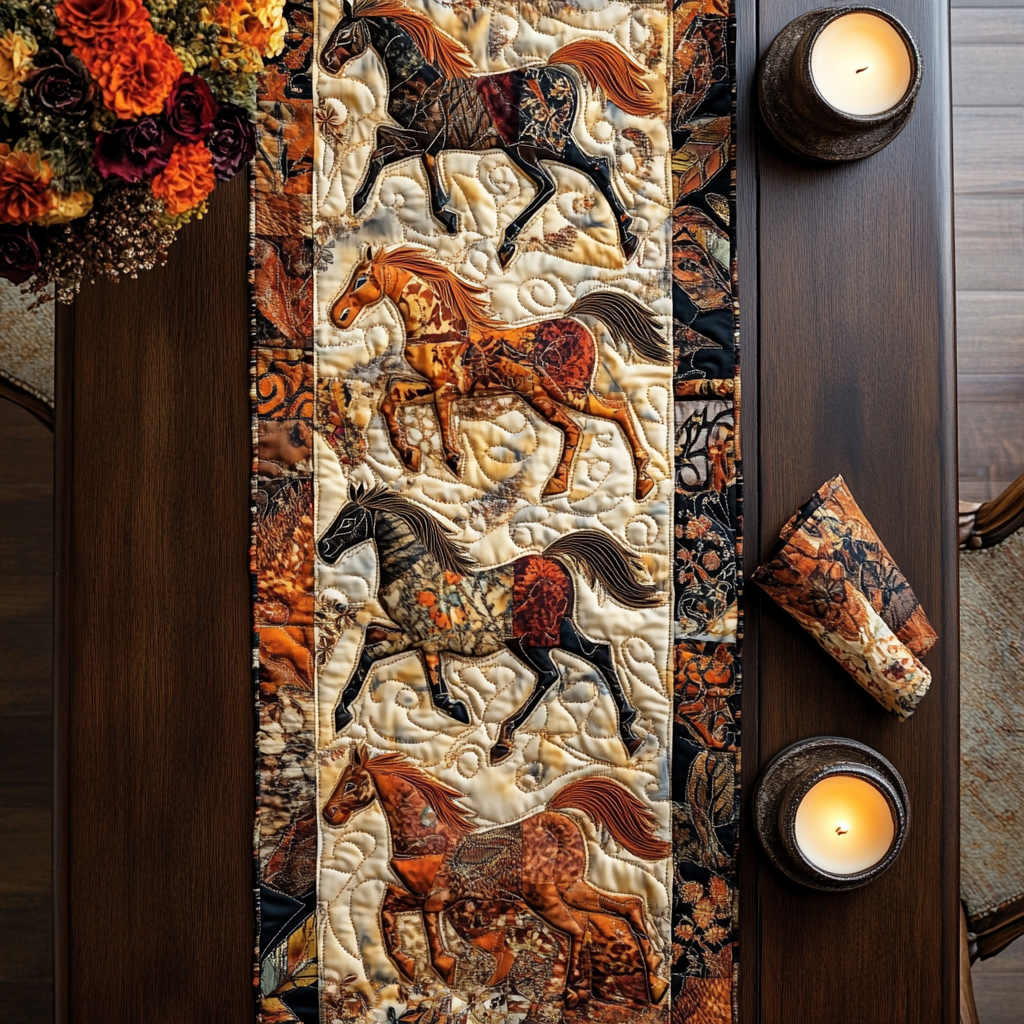 Rustic Gallop Quilted Table Runner Dining Table Decor Ideas Gift For Horse Owner