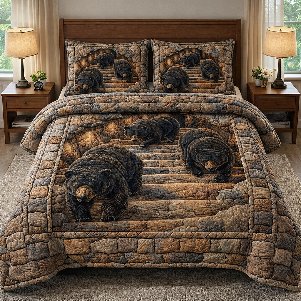 Rustic Guardian Quilted Bedding Set Great Bed Sets Cute Bear Themed Gifts