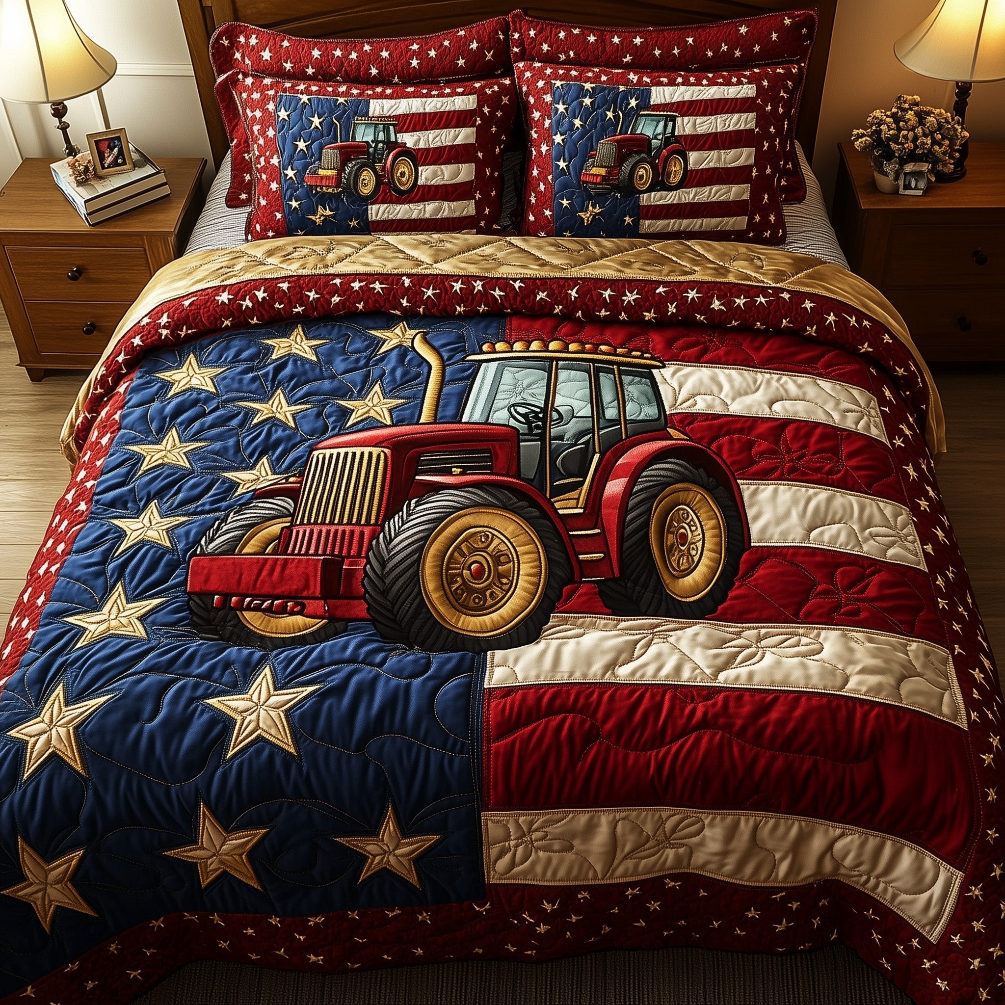 Rustic Patriot Farm Quilted Bedding Set Best Sheet Sets Gifts For A Patriotic Person