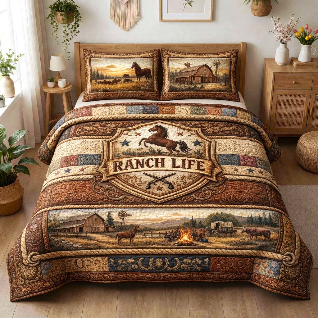 Rustic Ranch Quilted Bedding Set Best King Bedding Sets Cute Horse Gifts
