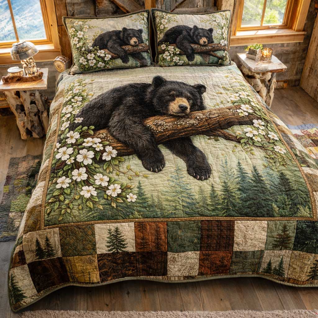 Rustic Wilderness Quilted Bedding Set Bedroom Ideas Presents For Bear Lovers
